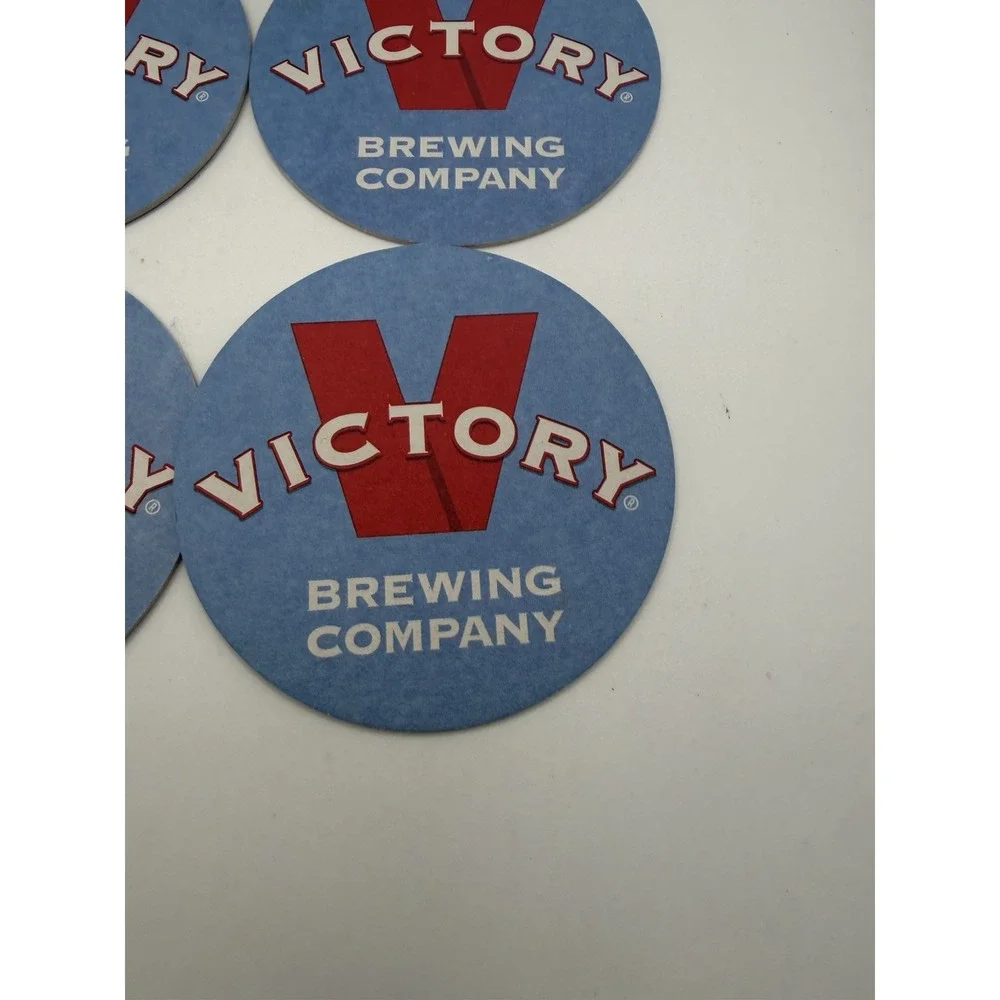 Victory Brewing Company Beer Coasters Set of 4 Blue Red Logo Bar Brewery